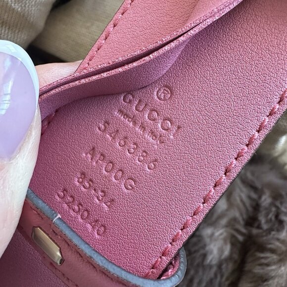 NEW GUCCI PINK INTERLOCKING BELT SILVER GG Size 85 Cm 34 In - Picture 5 of 5